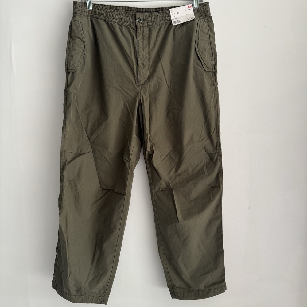 Uniqlo Men's Large Parachute Pants Olive-Green 37x30" Cotton New